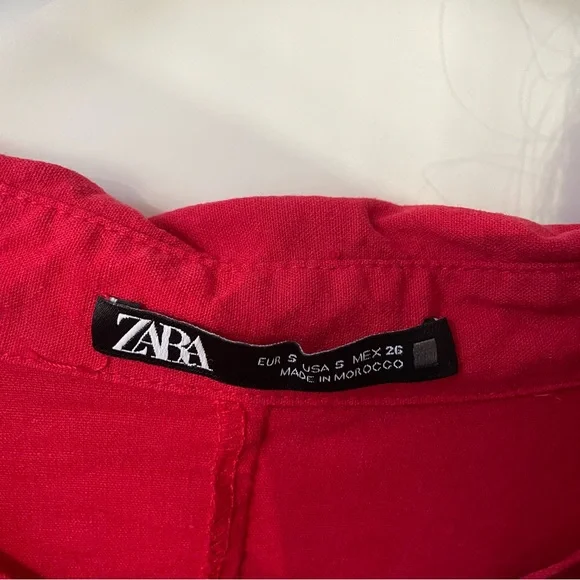 Zara Red Linen Dress - Picture 4 of 5